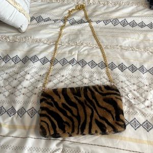 Fuzzy animal print purse